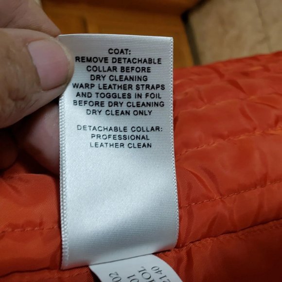 Banana Republic Wool Pea Coat sz M Leather toggle closure zipper Blood Orange - Picture 7 of 9